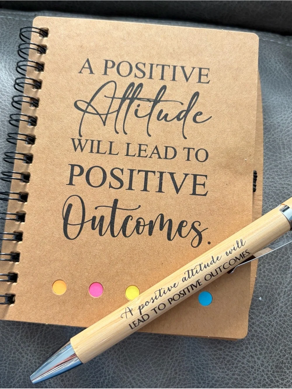 Inspirational Notebook & Matching Pen, includes sticky notes - pick one